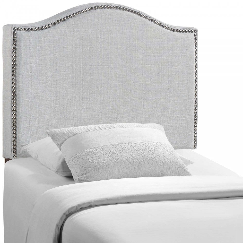 Curl Twin Nailhead Upholstered Headboard, Sky Gray