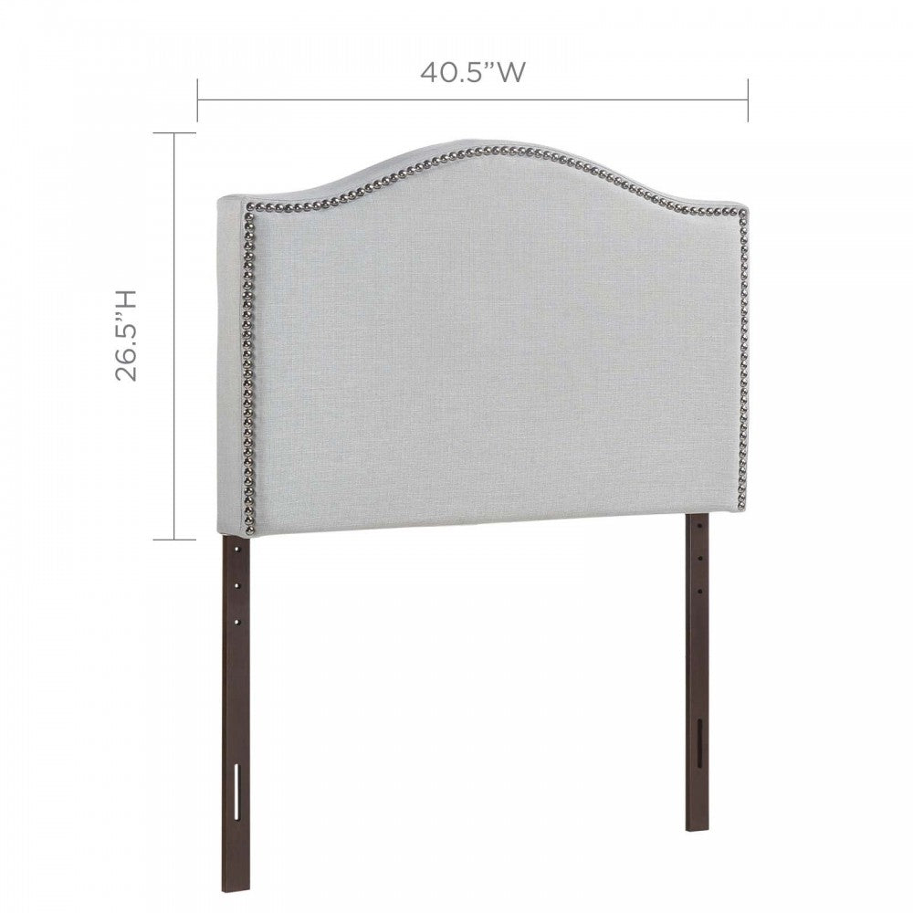 Curl Twin Nailhead Upholstered Headboard, Sky Gray