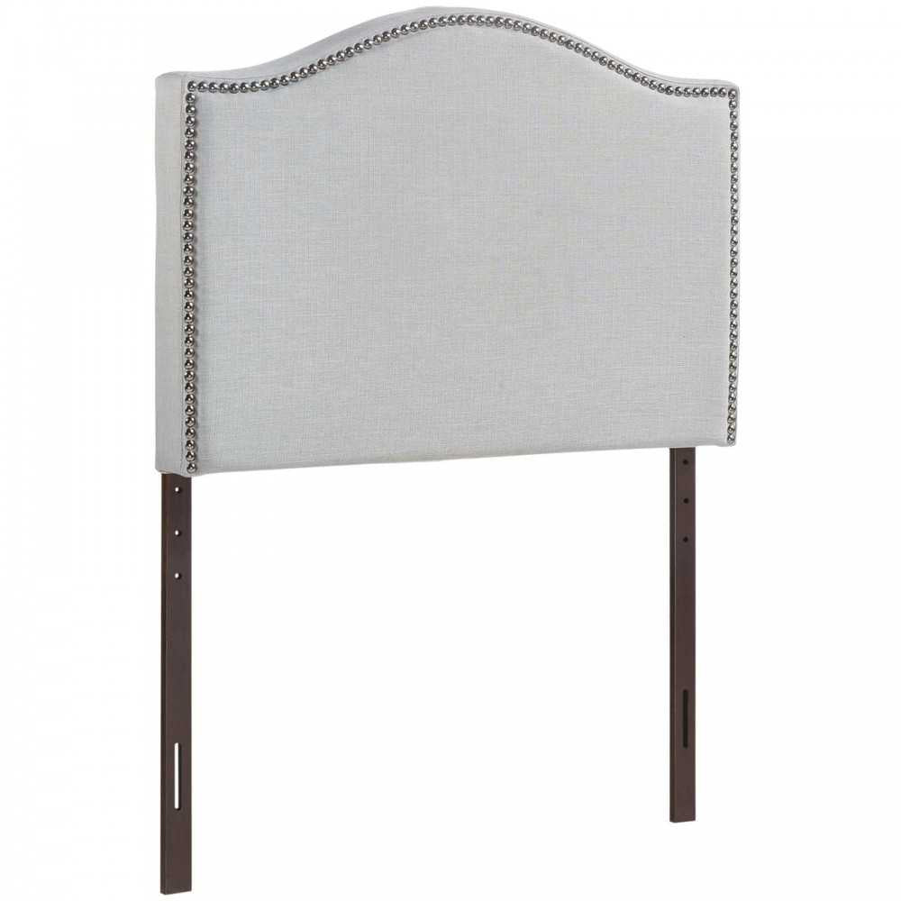 Curl Twin Nailhead Upholstered Headboard, Sky Gray