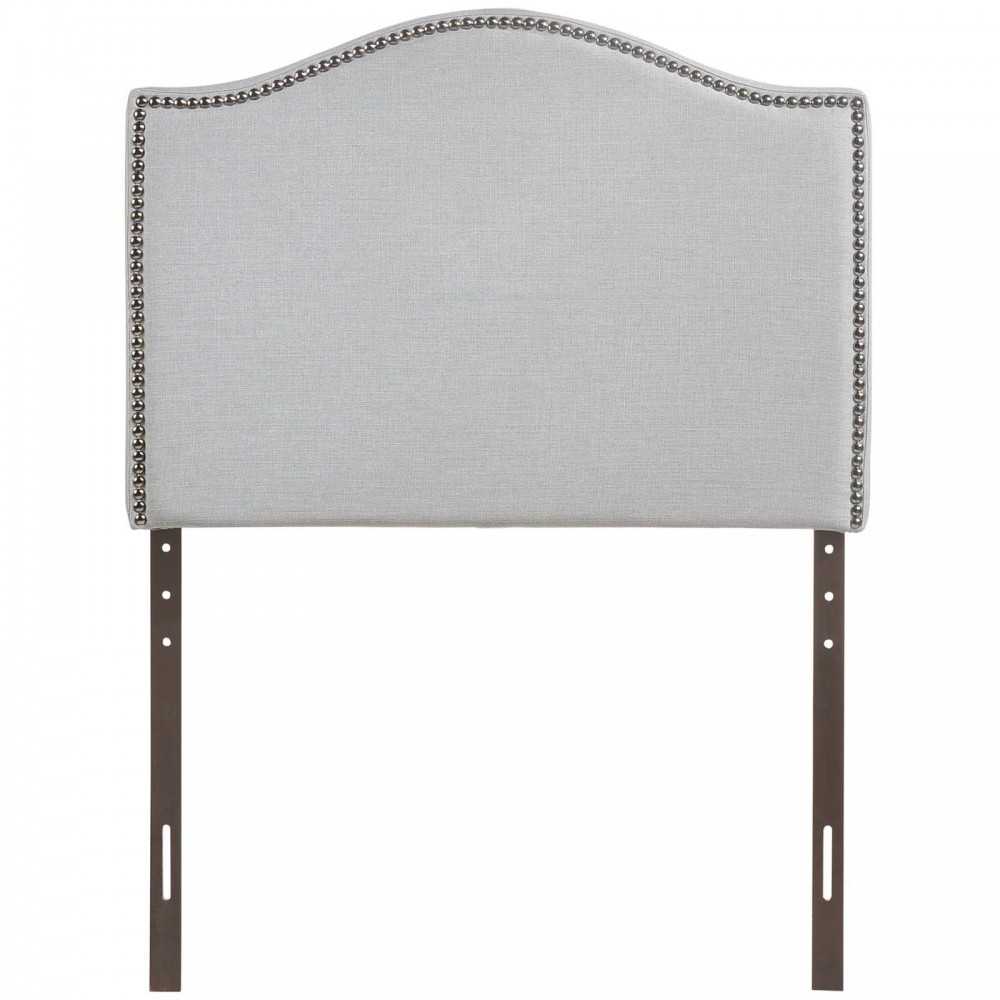 Curl Twin Nailhead Upholstered Headboard, Sky Gray