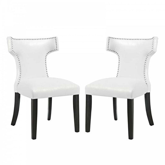 Curve Dining Chair Vinyl Set of 2, White