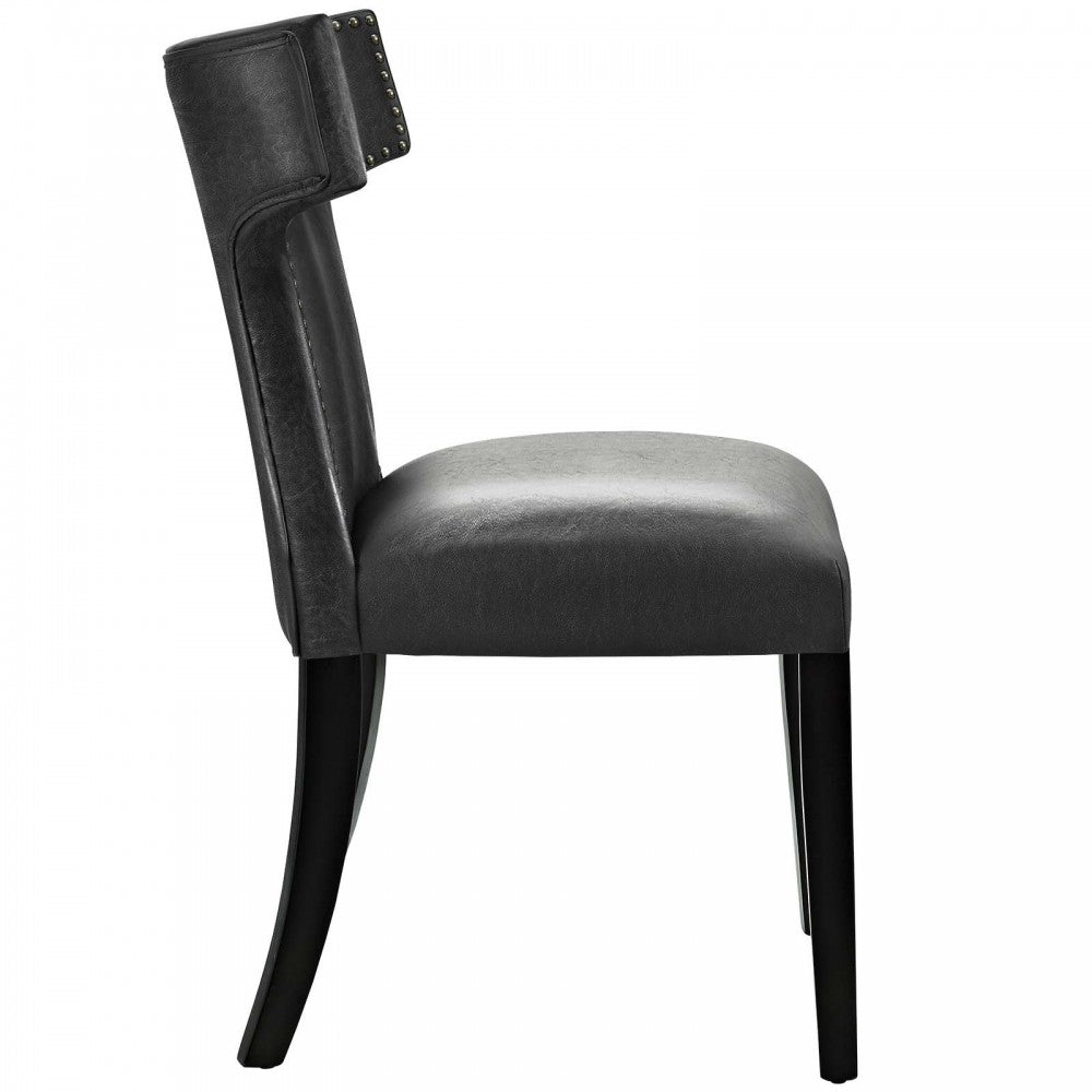 Curve Dining Chair Vinyl Set of 2, Black