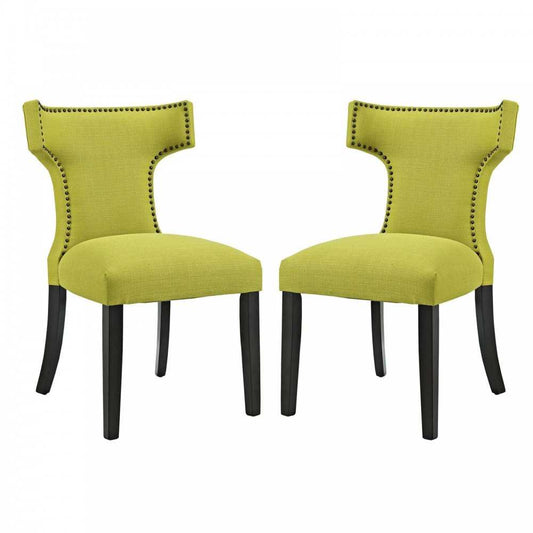 Curve Dining Side Chair Fabric Set of 2, Wheatgrass