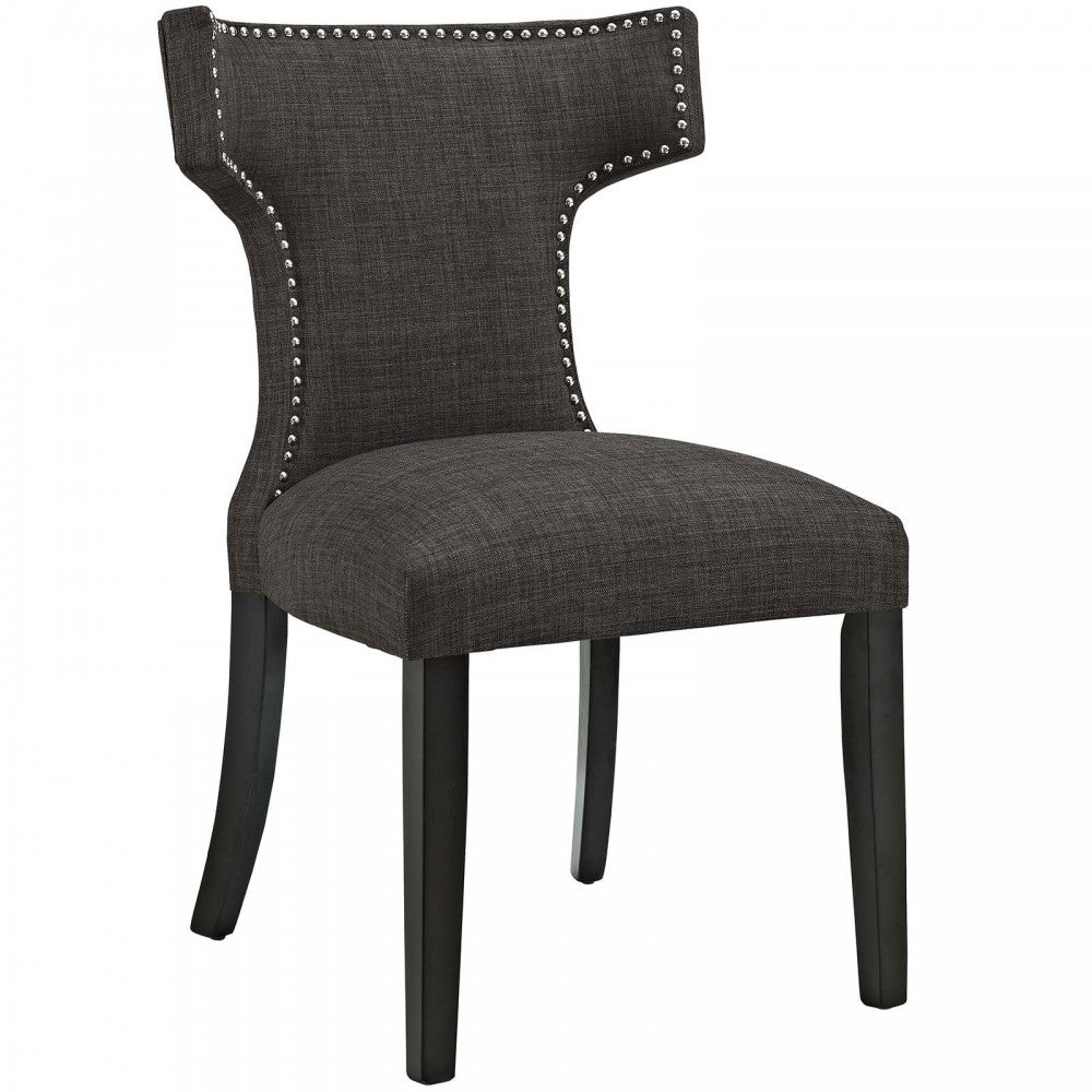 Curve Dining Side Chair Fabric Set of 2, Brown