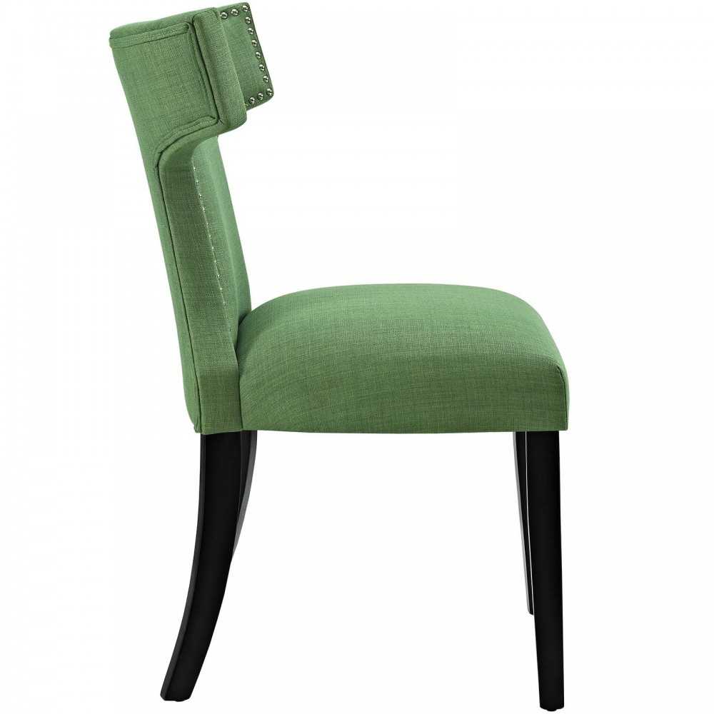 Curve Dining Side Chair Fabric Set of 2, Kelly Green