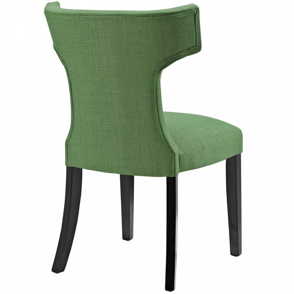 Curve Dining Side Chair Fabric Set of 2, Kelly Green