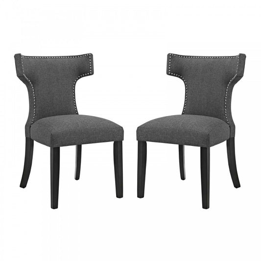 Curve Dining Side Chair Fabric Set of 2, Gray