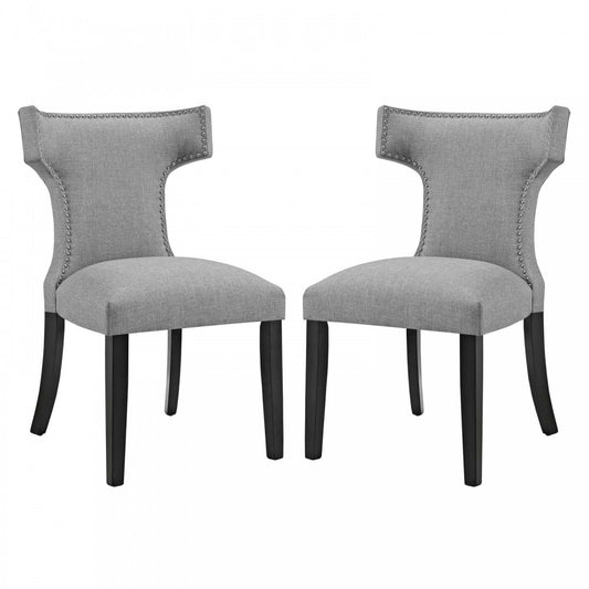 Curve Dining Side Chair Fabric Set of 2, Light Gray