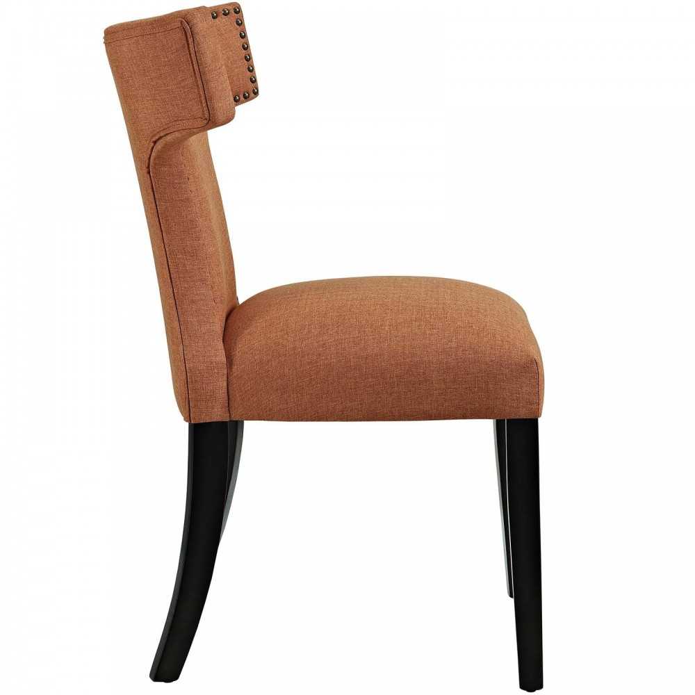 Curve Dining Side Chair Fabric Set of 2, Orange