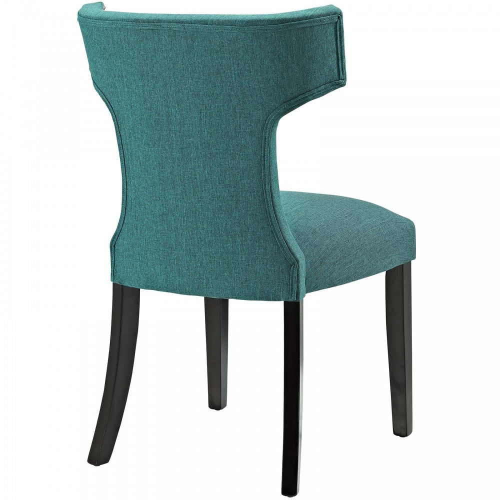 Curve Dining Side Chair Fabric Set of 2, Teal