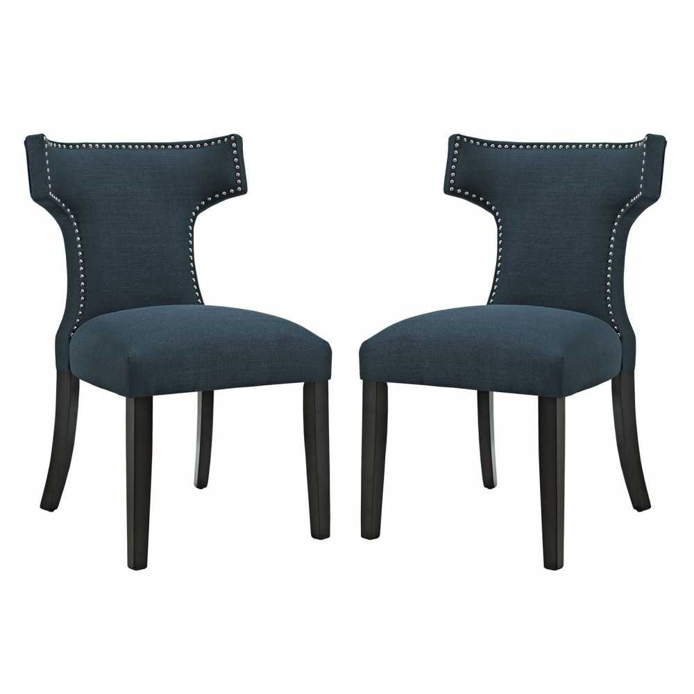Curve Dining Side Chair Fabric Set of 2, Azure