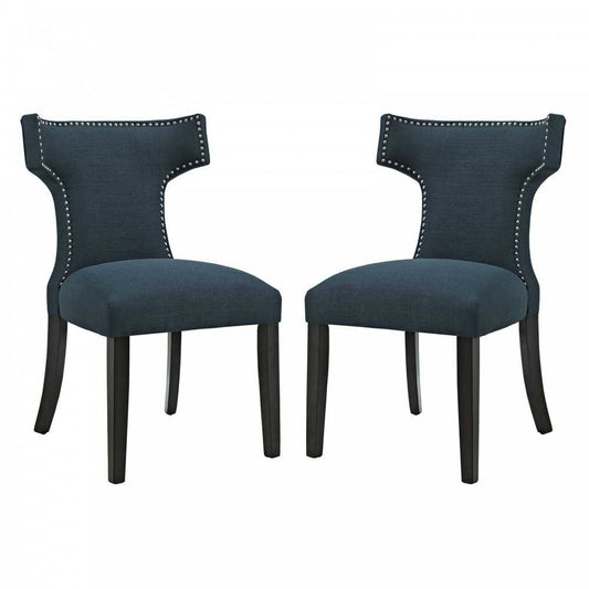 Curve Dining Side Chair Fabric Set of 2, Azure