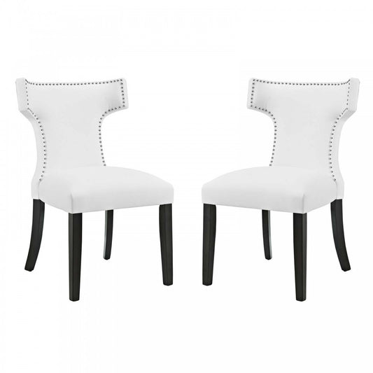 Curve Dining Side Chair Vinyl Set of 2, White