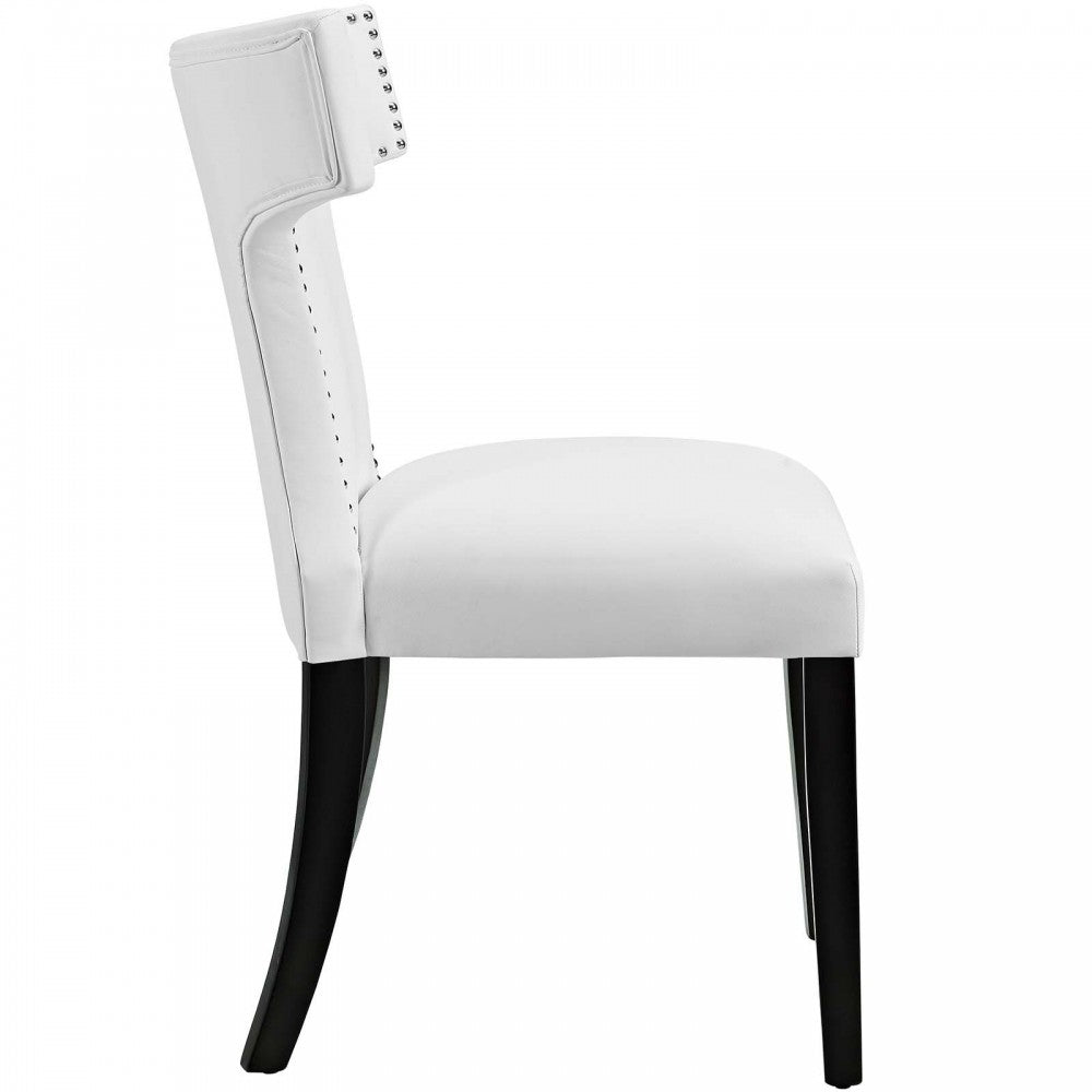Curve Dining Side Chair Vinyl Set of 2, White