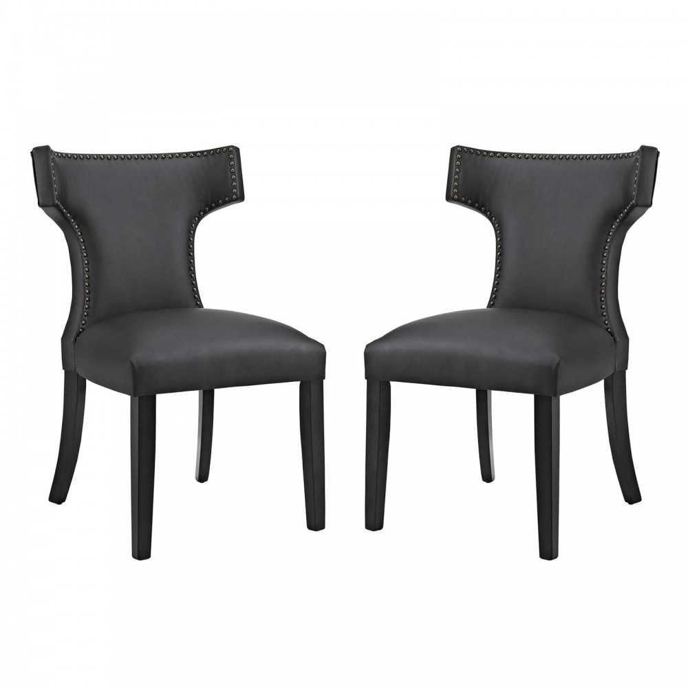 Curve Dining Side Chair Vinyl Set of 2, Black
