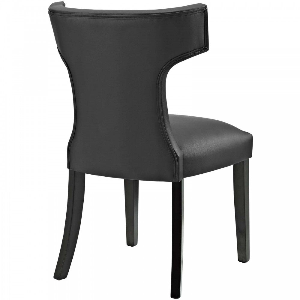 Curve Dining Side Chair Vinyl Set of 2, Black