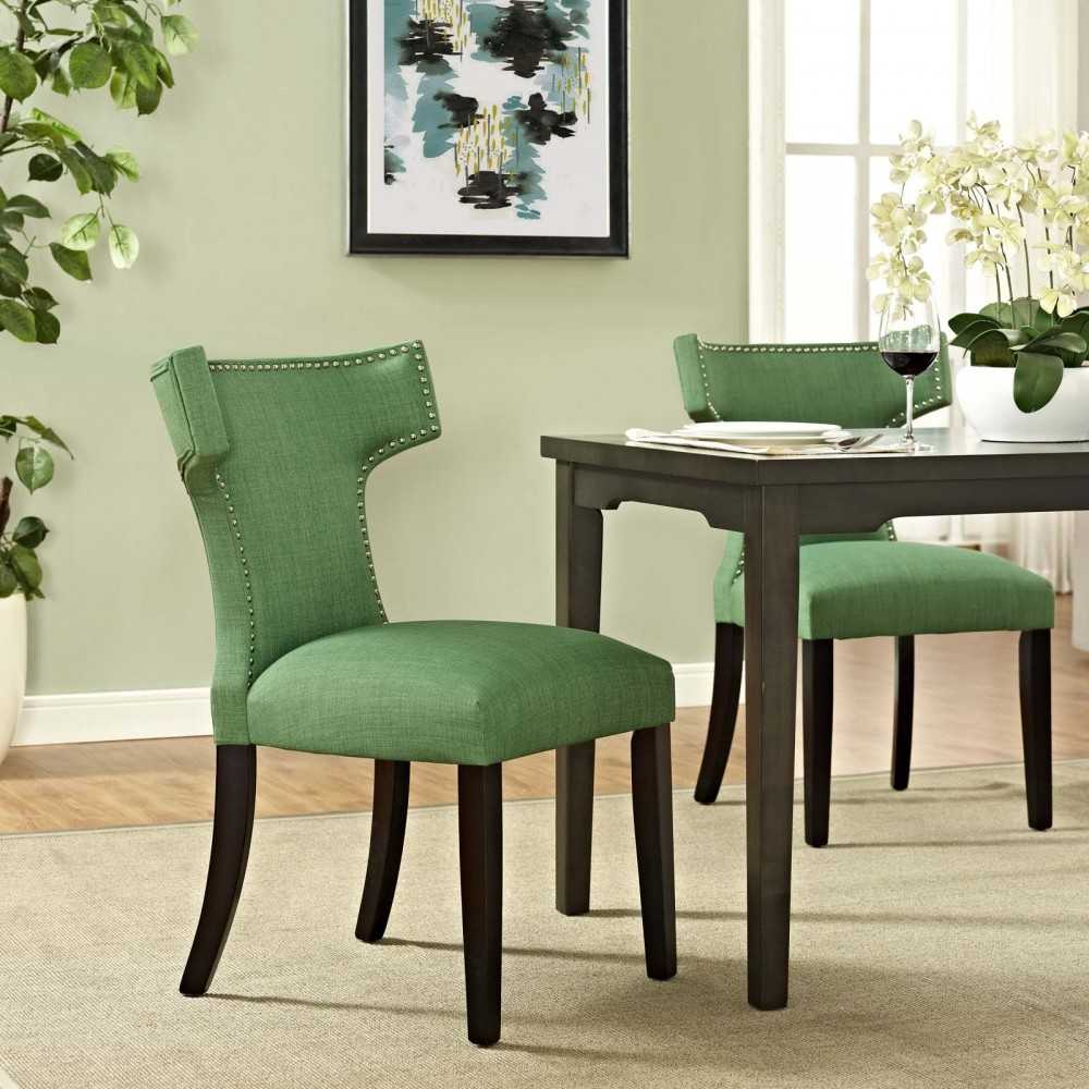 Curve Fabric Dining Chair, Kelly Green