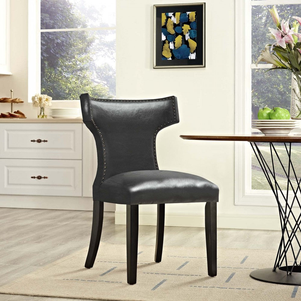 Curve Vinyl Dining Chair, Black, EEI-3922-BLK