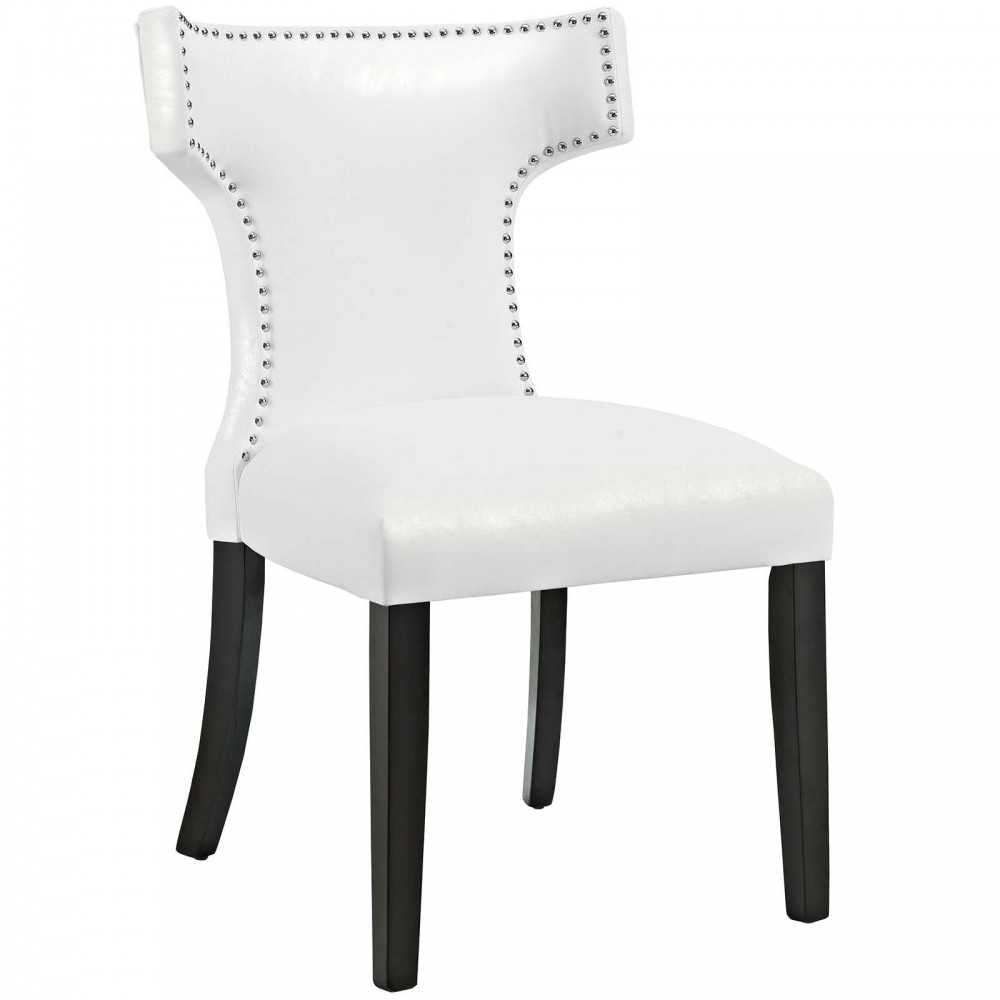 Curve Vinyl Dining Chair, White, EEI-3922-WHI