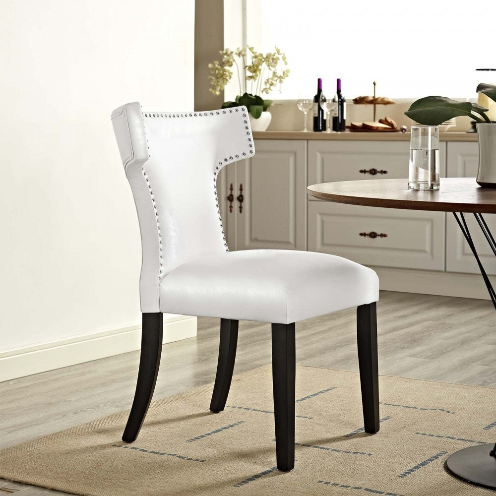 Curve Vinyl Dining Chair, White, EEI-3922-WHI