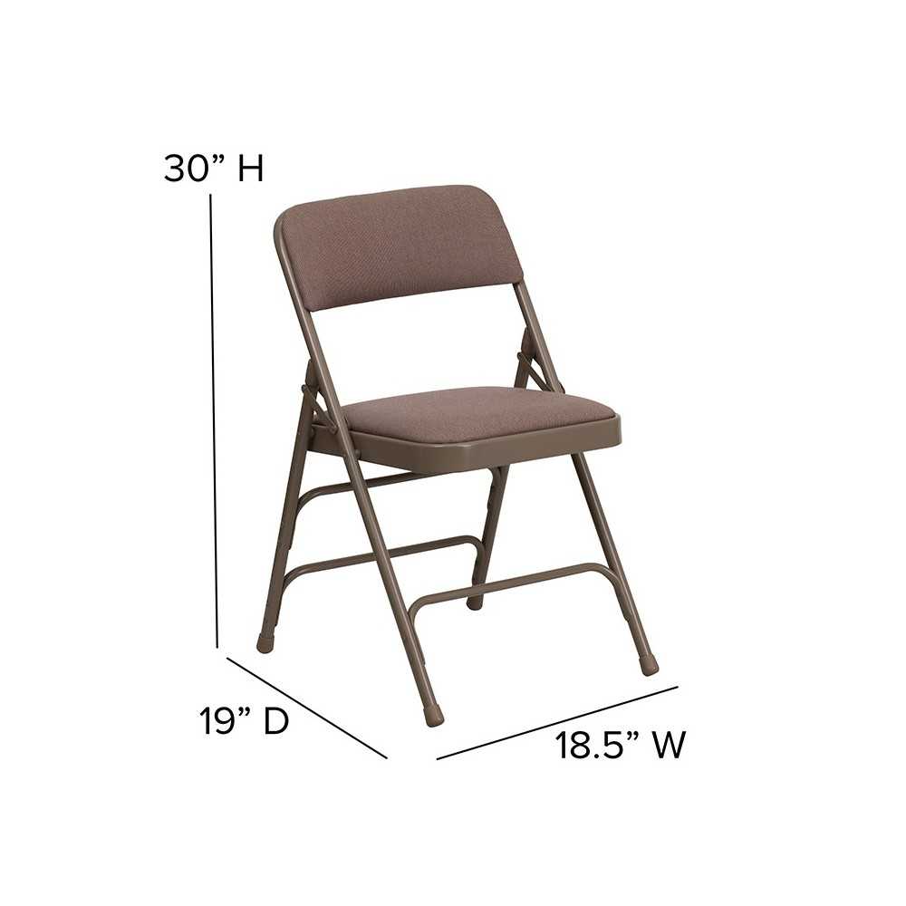 Curved Triple Braced & Double Hinged Beige Fabric Metal Folding Chair