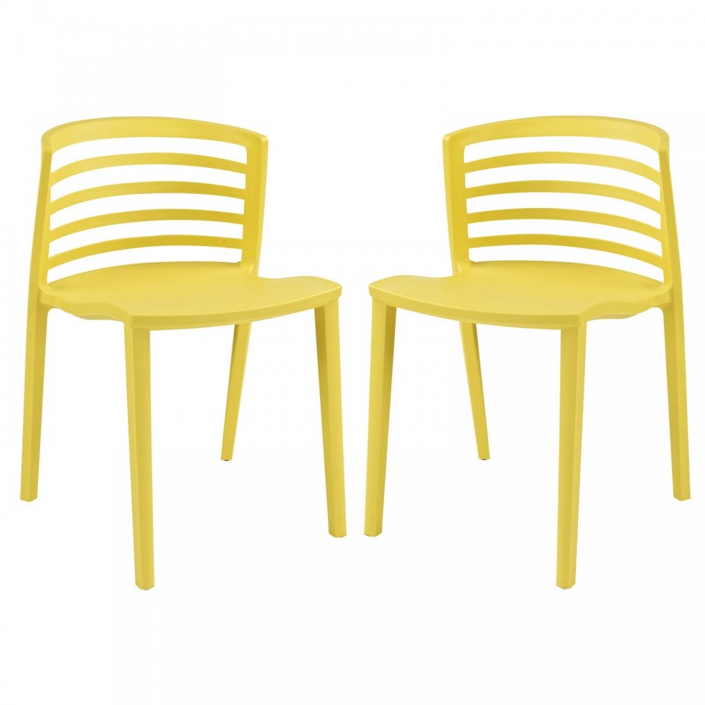 Curvy Dining Chairs Set of 2, Yellow