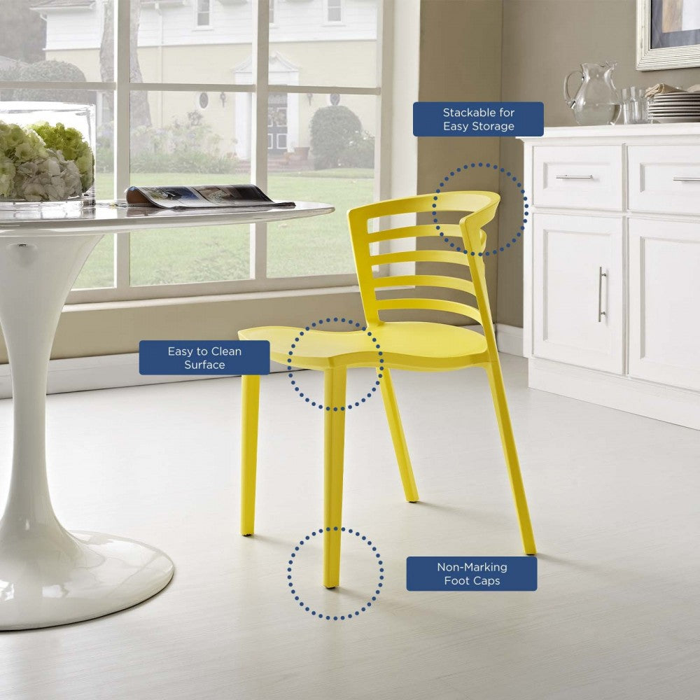 Curvy Dining Chairs Set of 2, Yellow