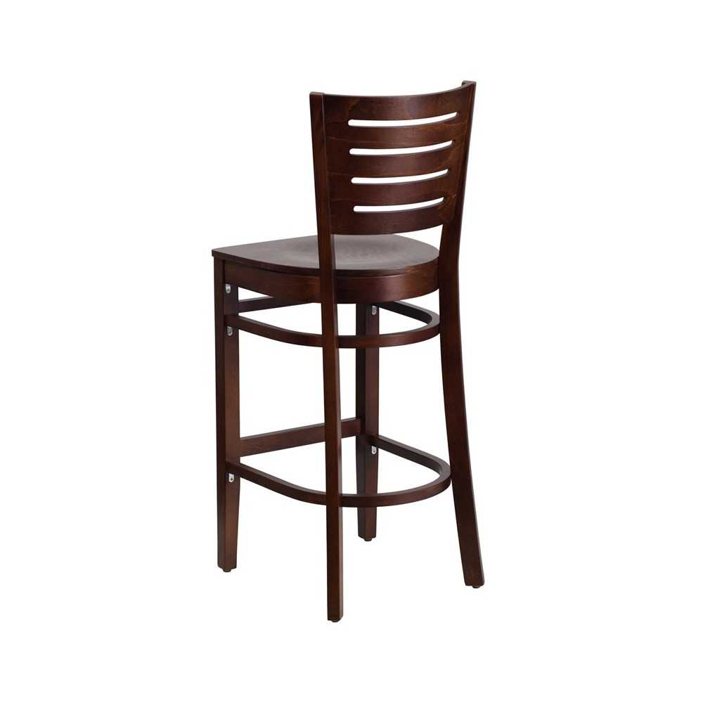Darby Series Slat Back Walnut Wood Restaurant Barstool