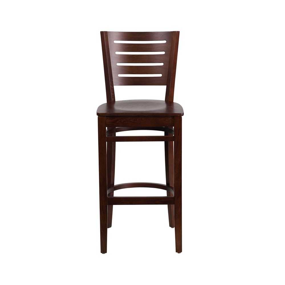 Darby Series Slat Back Walnut Wood Restaurant Barstool