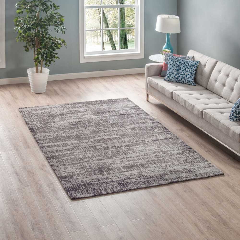Darja Distressed Rustic Modern 5x8 Area Rug, Light and Dark Gray