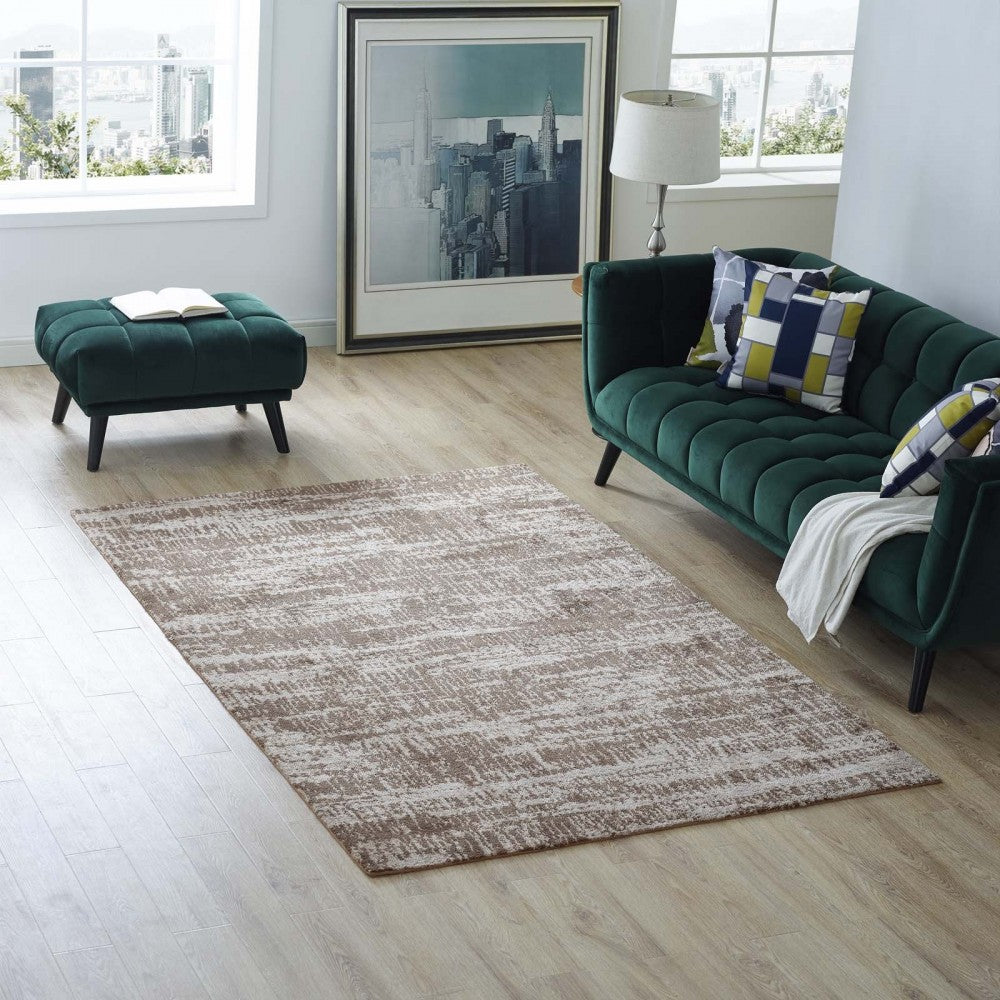 Darja Distressed Rustic Modern 5x8 Area Rug, Light and Dark Tan