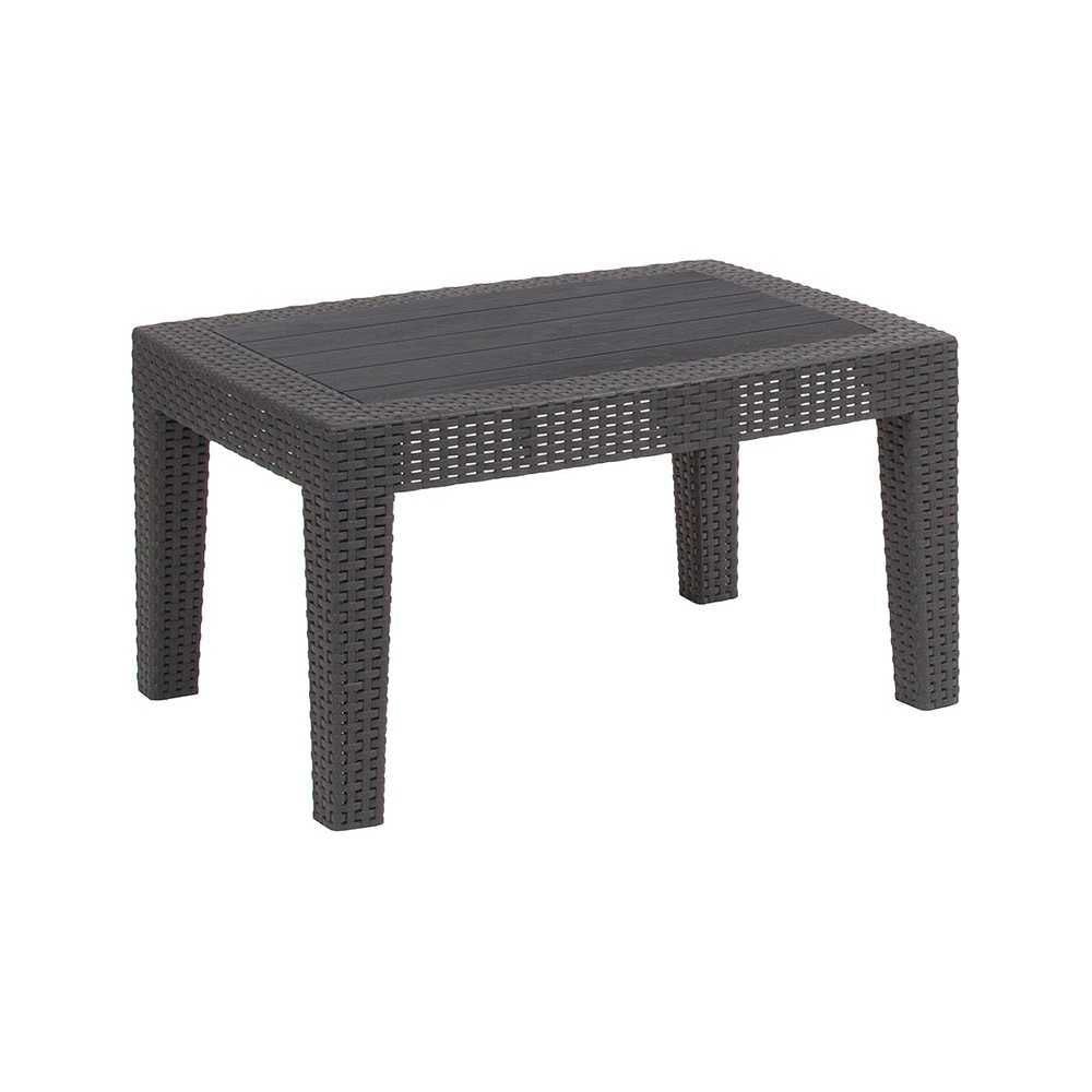 Dark Gray Faux Rattan Coffee Table