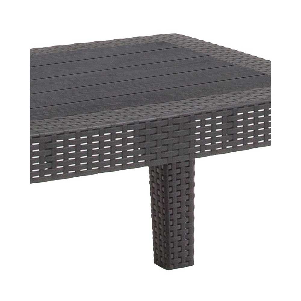 Dark Gray Faux Rattan Coffee Table