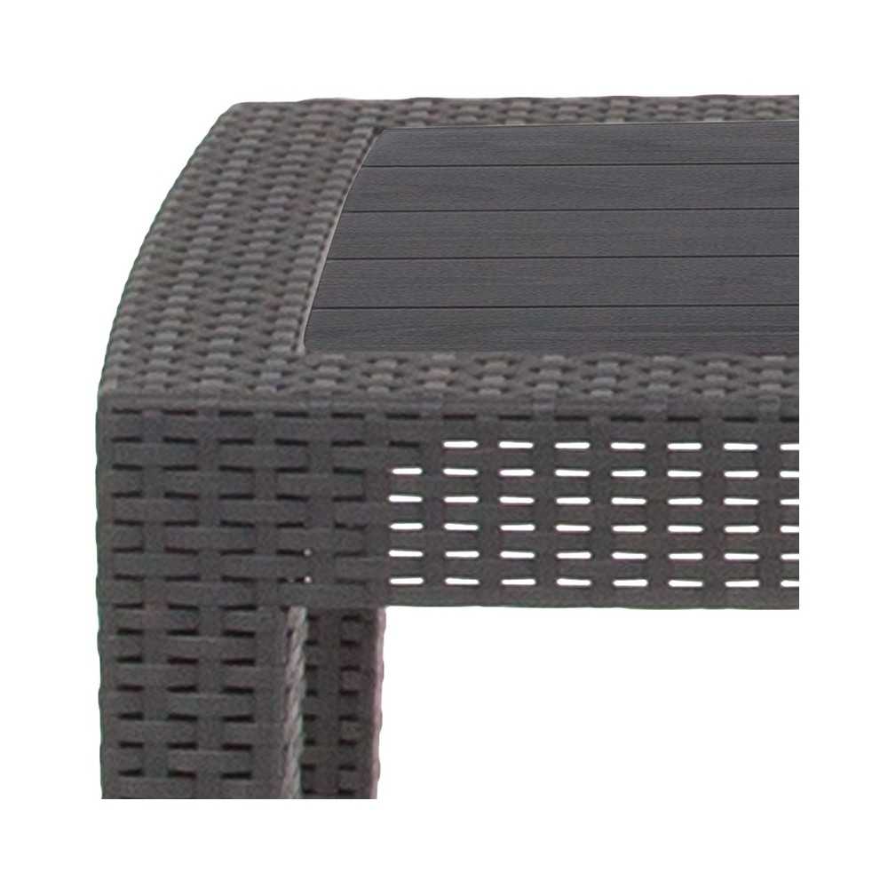 Dark Gray Faux Rattan Coffee Table