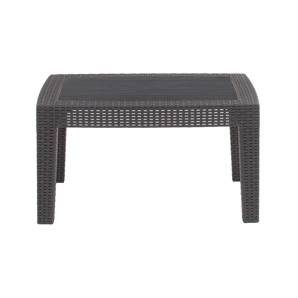 Dark Gray Faux Rattan Coffee Table