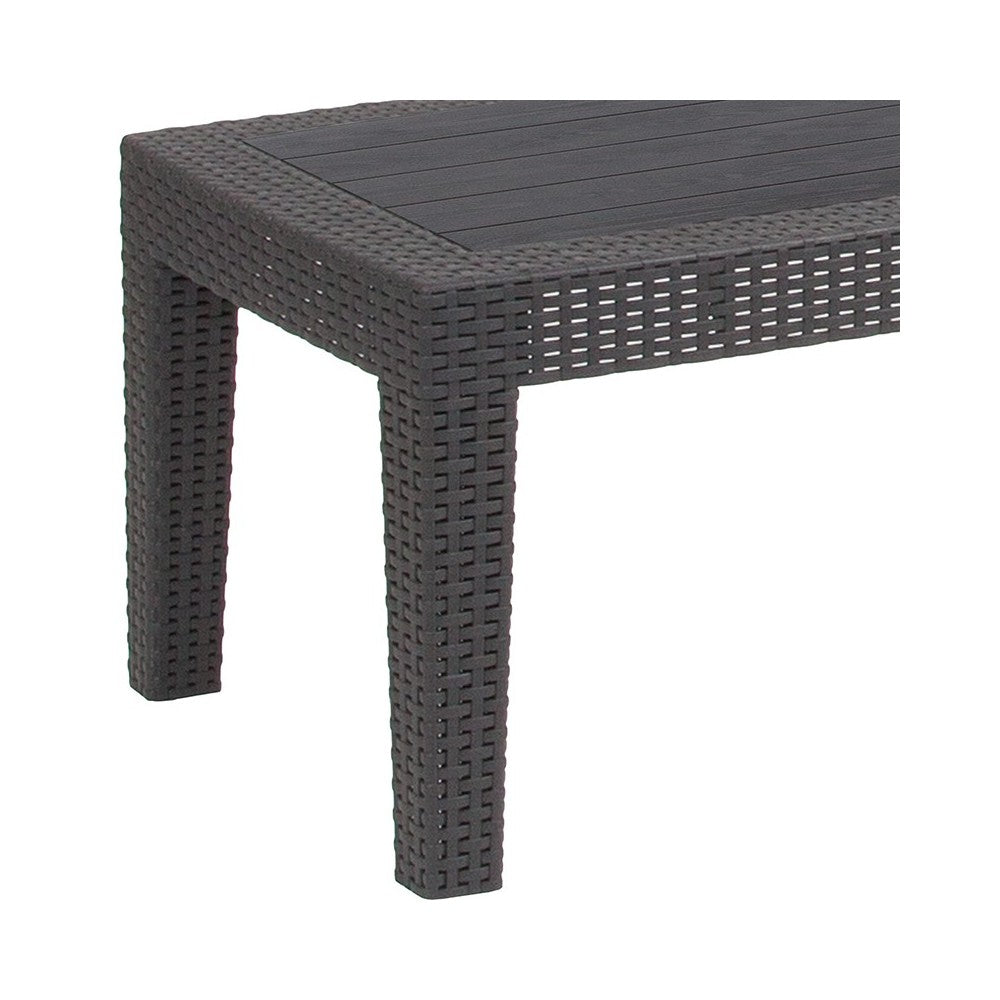 Dark Gray Faux Rattan Coffee Table