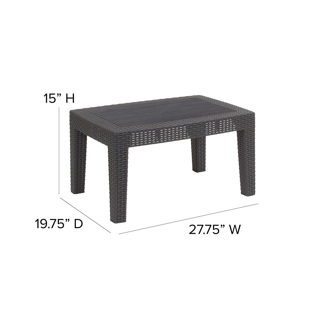 Dark Gray Faux Rattan Coffee Table