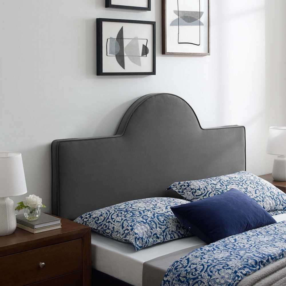 Dawn Full/Queen Performance Velvet Headboard, Charcoal