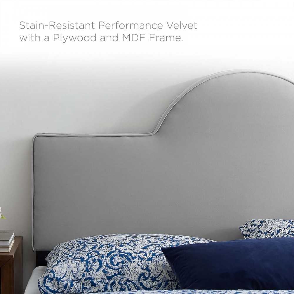 Dawn Twin Performance Velvet Headboard, Light Gray