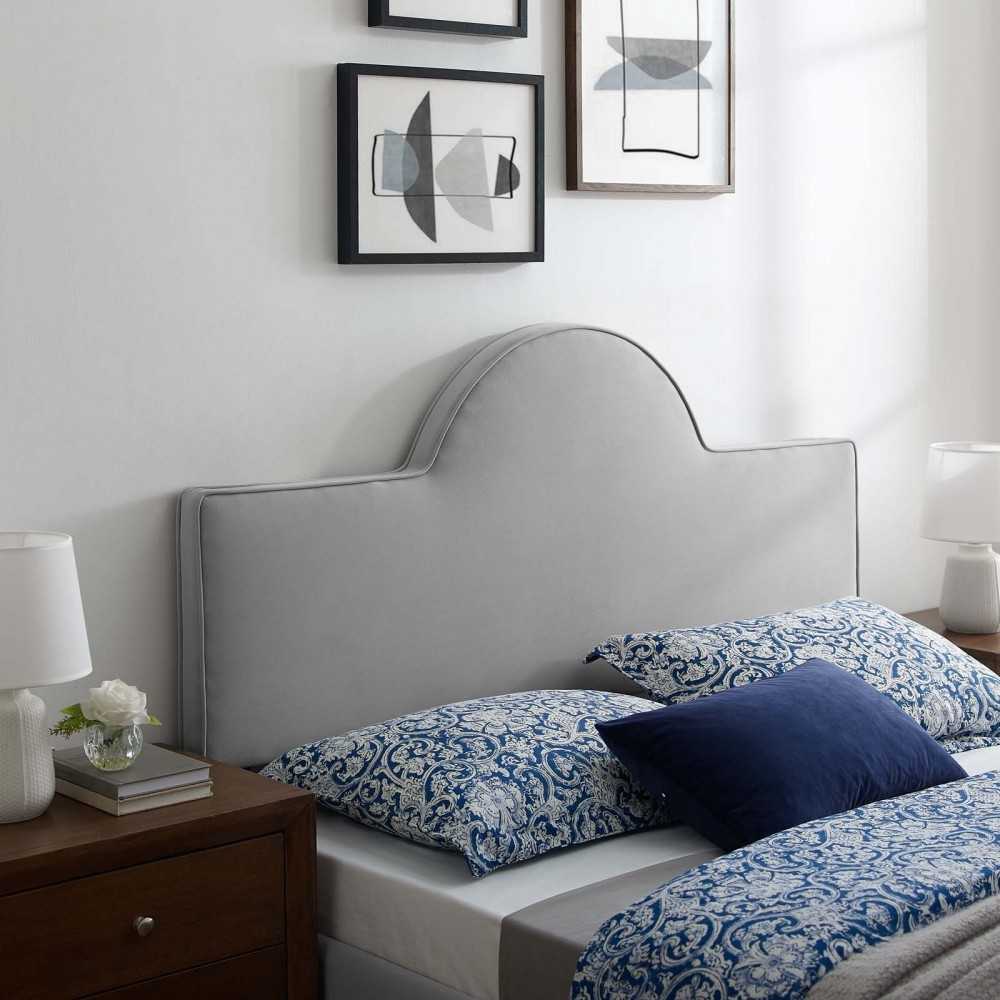 Dawn Twin Performance Velvet Headboard, Light Gray