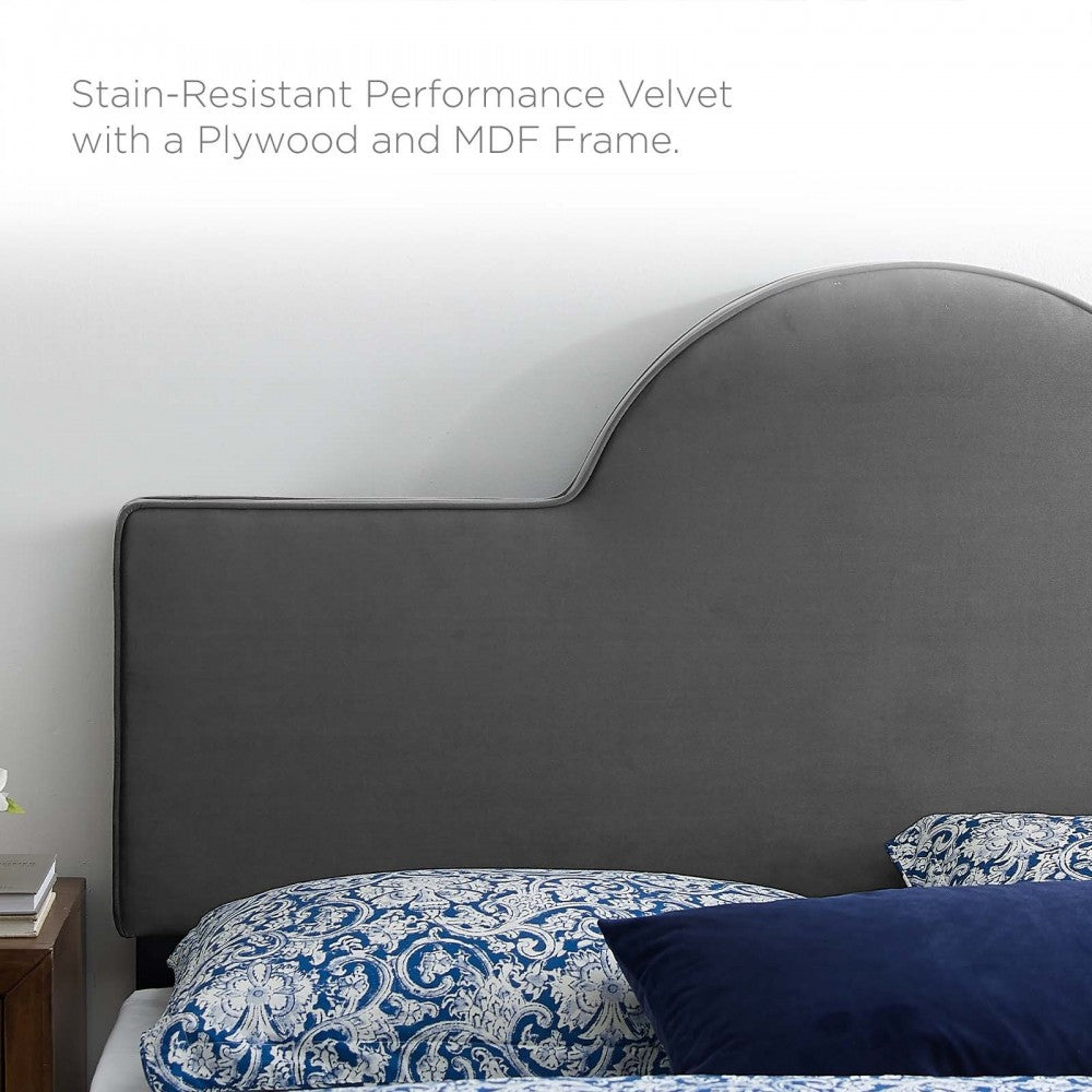 Dawn Twin Performance Velvet Headboard, Charcoal