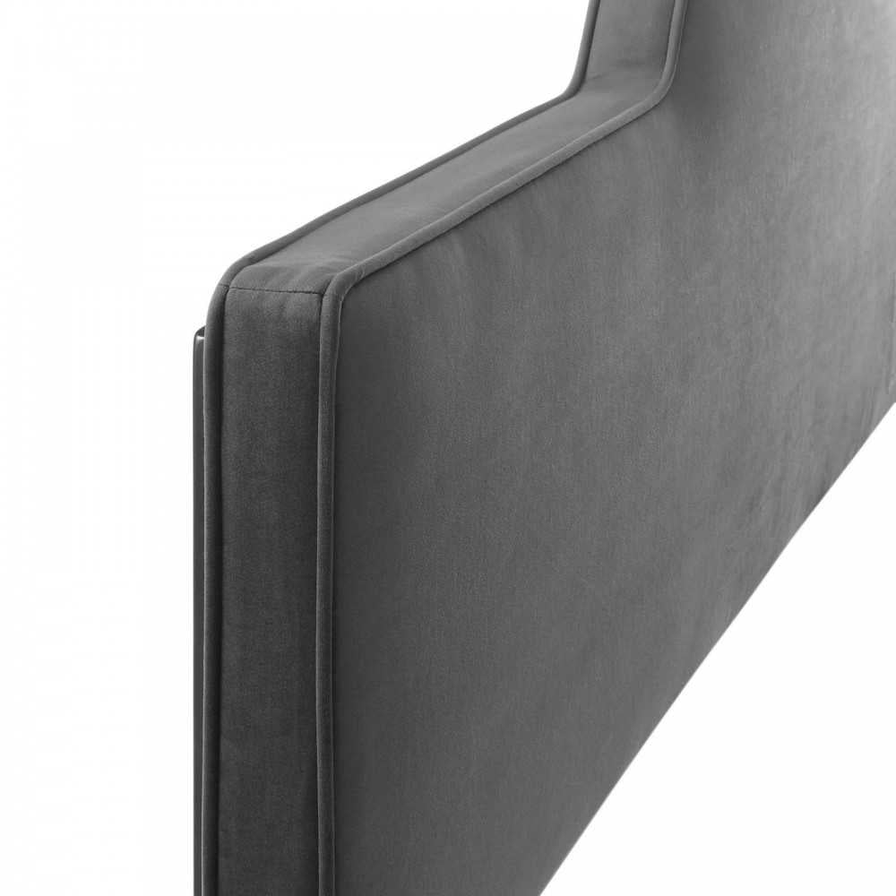 Dawn Twin Performance Velvet Headboard, Charcoal