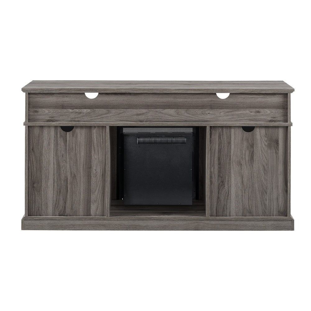 Dayton 60" Fluted Door Highboy Fireplace TV Stand - Slate Gray