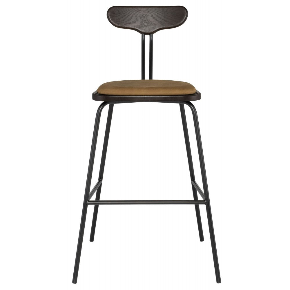 Dayton Umber Tan Leather Bar Stool