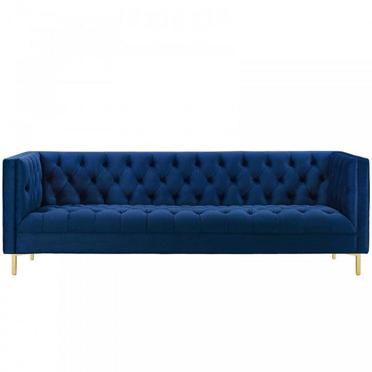 Delight Tufted Button Performance Velvet Sofa, Navy