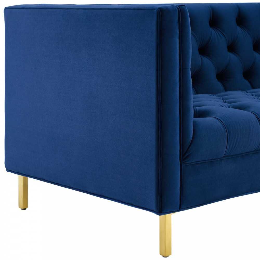 Delight Tufted Button Performance Velvet Sofa, Navy