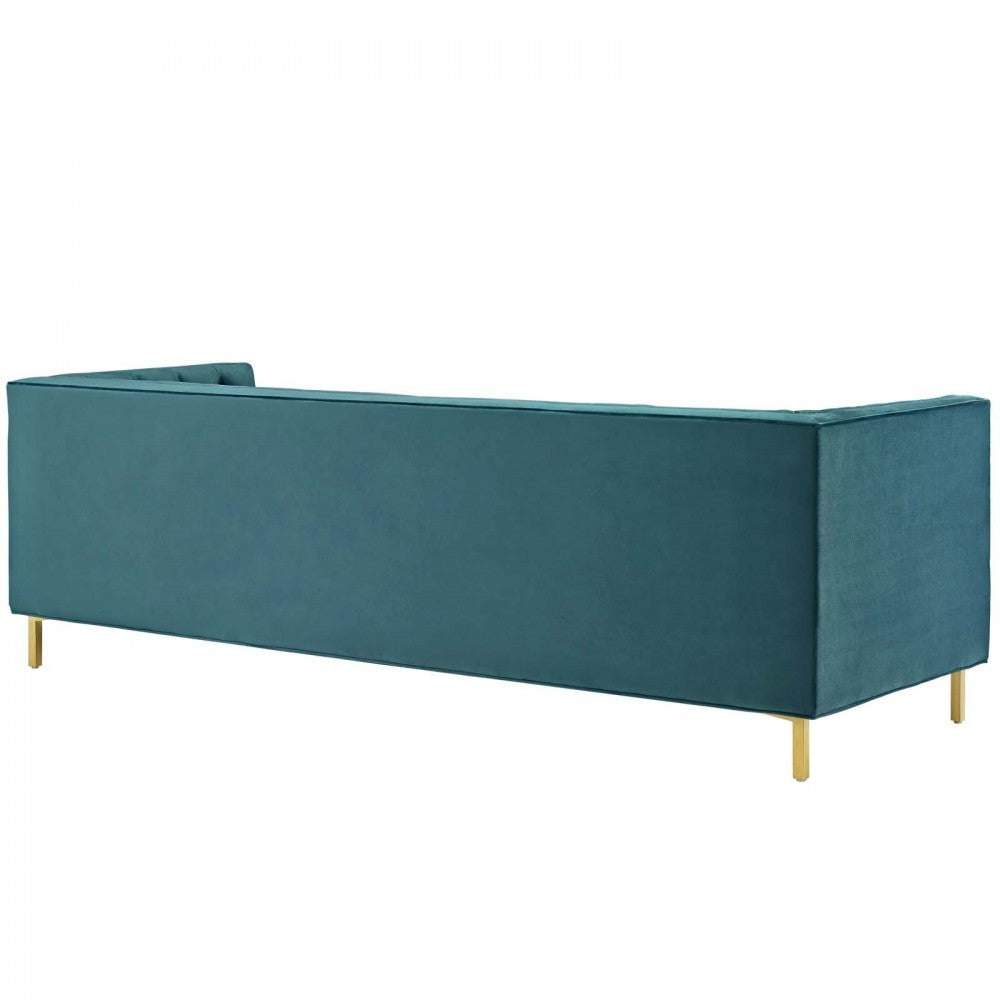 Delight Tufted Button Performance Velvet Sofa, Sea Blue