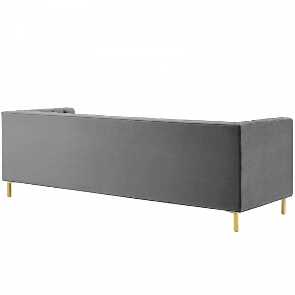 Delight Tufted Button Performance Velvet Sofa, Gray