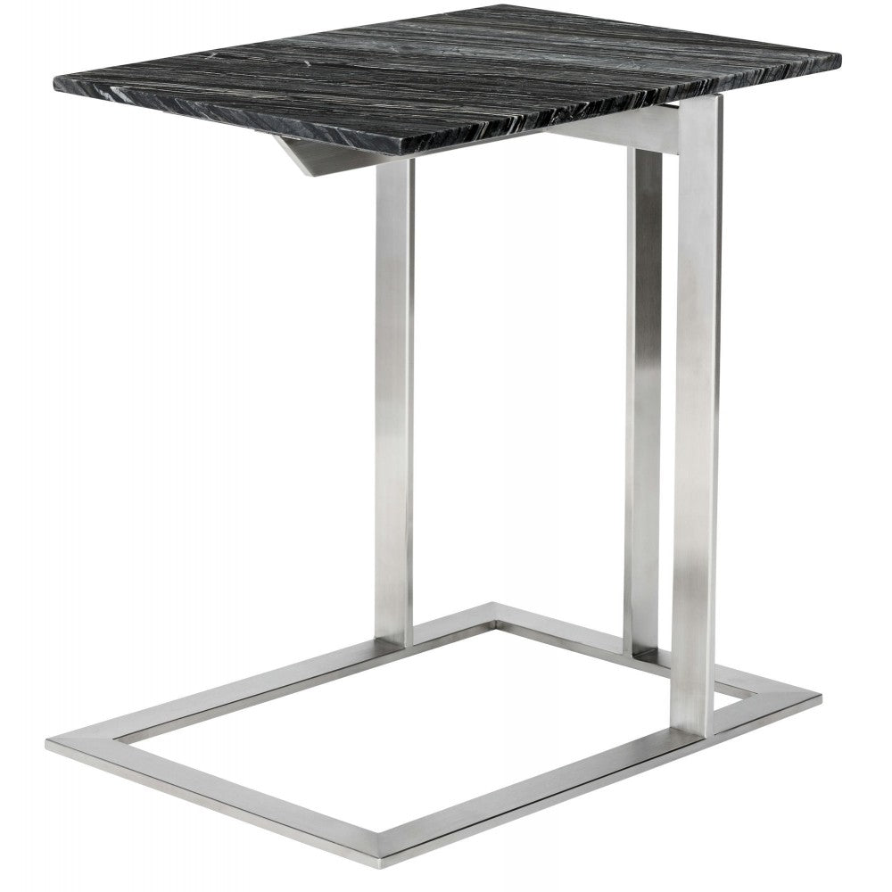 Dell Black Wood Vein Stone Side Table, HGNA286