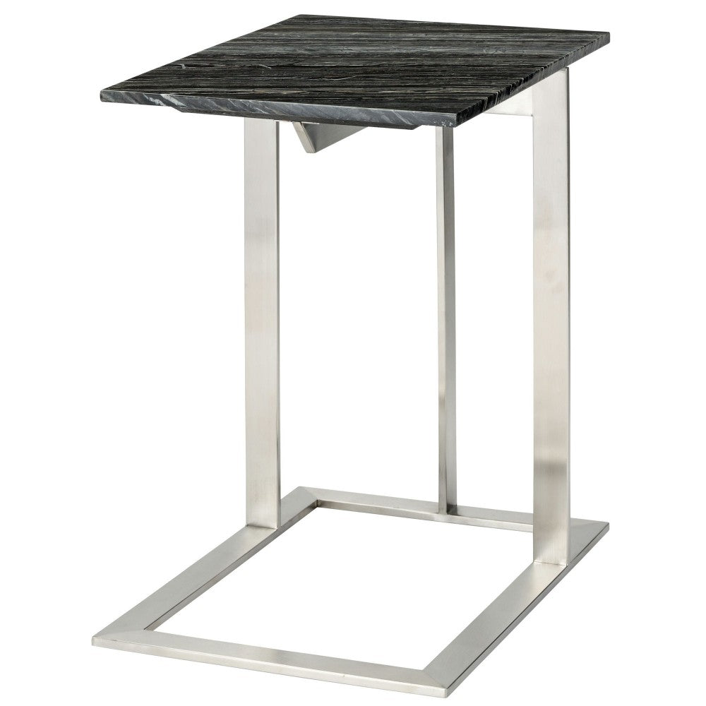 Dell Black Wood Vein Stone Side Table, HGNA286